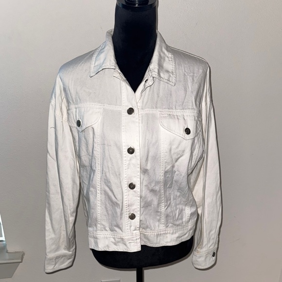 Leslie Fay Sport Sz 10 white denim jean jacket - Picture 1 of 7